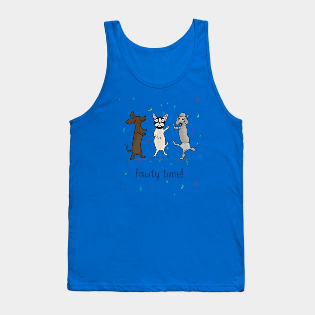 Dancing Dogs | Pug | Poodle | Daschund | Sausage Dog | Pawty Time! Tank Top by Maddybennettart
